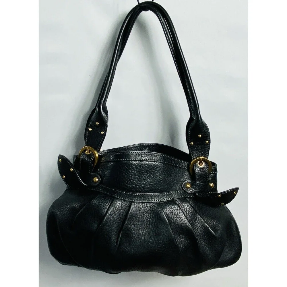 Max New York Black Leather Shoulder Bag 16”x11”x2” - Picture 2 of 5